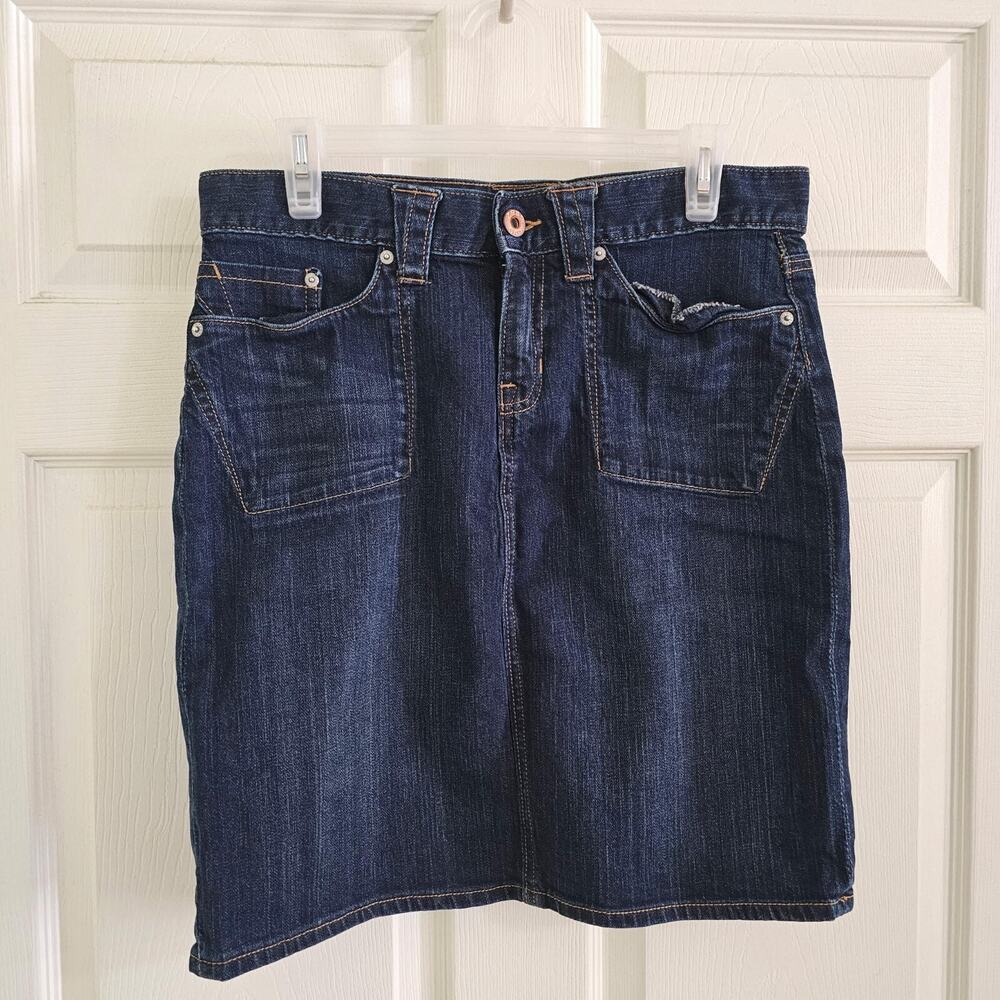 Gap Jeans Denim Mini Skirt Dark Wash Pockets Womens Size 8